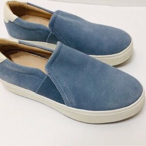 Blue Suede Slip On Shoes
